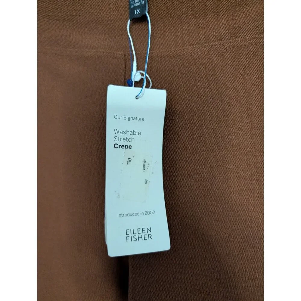 Eileen Fisher 1X Nutmeg Washable Stretch Crepe Slim Ankle Pants Womens USA Made - Picture 5 of 15